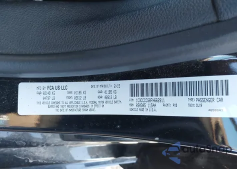 2015 Chrysler 200 C z USA, uszkodzony, nr VIN 1C3CCCCG8FN662911